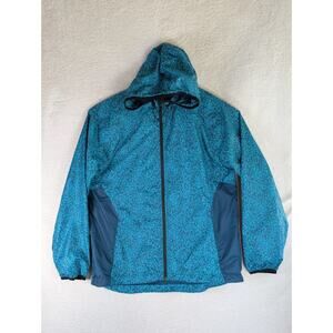 Nike Windbreaker Jacket Womens Large Geometric Print Blue Windrunner Mesh Lined